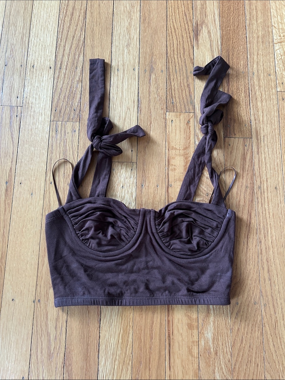 Adika Brown Tie-Strap Top